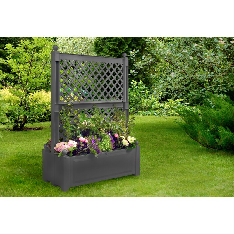 KHW 2 Piece Plastic  Planter Box with Trellis  Wayfair co uk